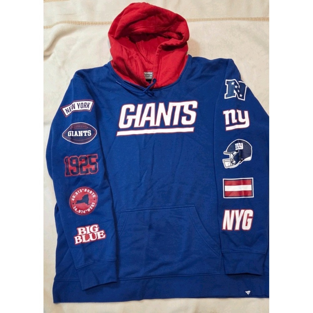 NEW YORK GIANTS FANATICS MENS LONG SLEEVE PRINT HOODIE SIZE 2XL